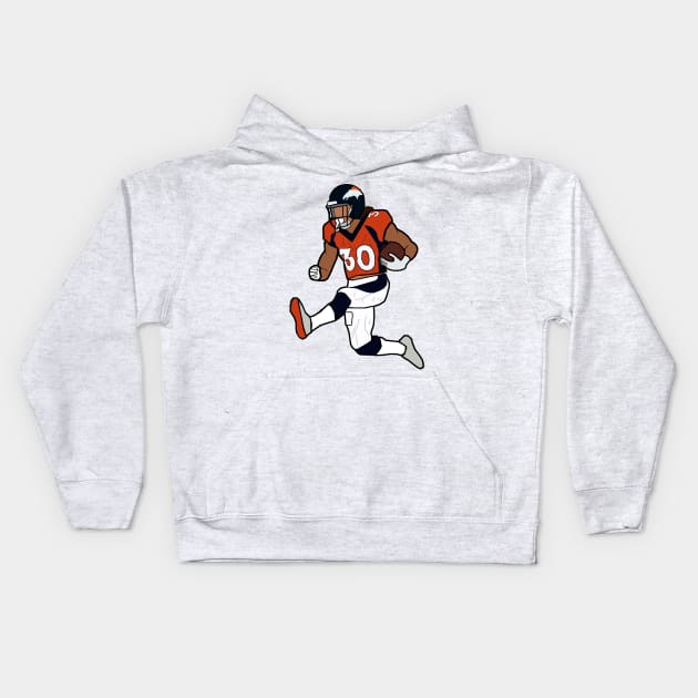 Phillip Lindsay Hurdle Touchdown Celebration - Denver Broncos Kids Hoodie by xavierjfong